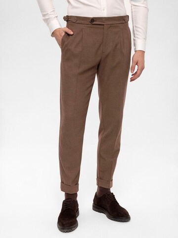 Antioch Regular Pleated Pants in Brown: front