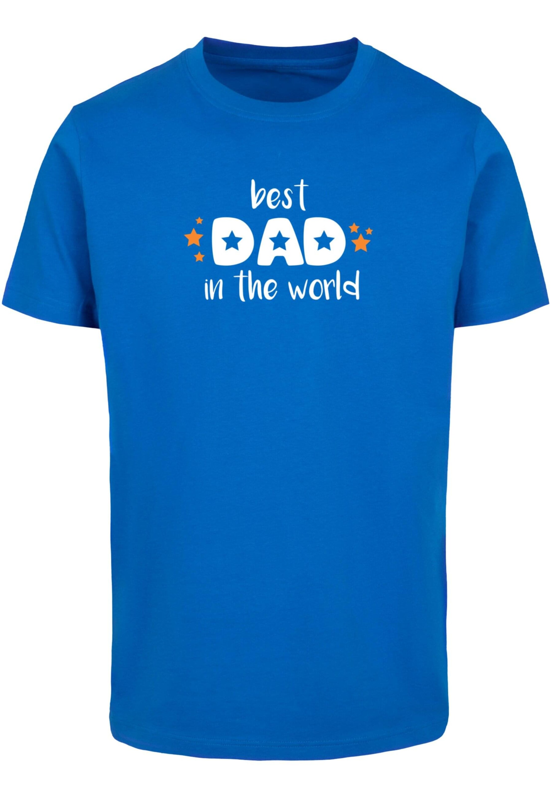Merchcode Shirt 'Fathers Day - Best Dad In The World' in Blauw: voorkant