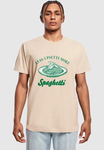 Mister Tee T-Shirt 'Upsetti Spaghetti' in Beige: Vorderseite