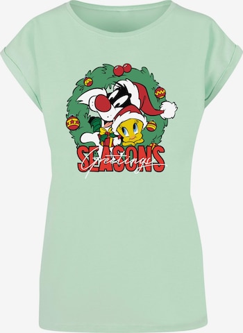 ABSOLUTE CULT Shirt 'Looney Tunes - Seasons Greetings' in Green: front