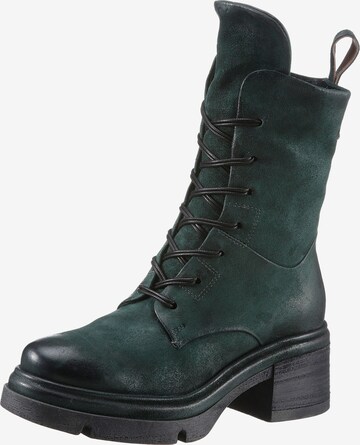 A.S.98 Lace-Up Ankle Boots in Green: front