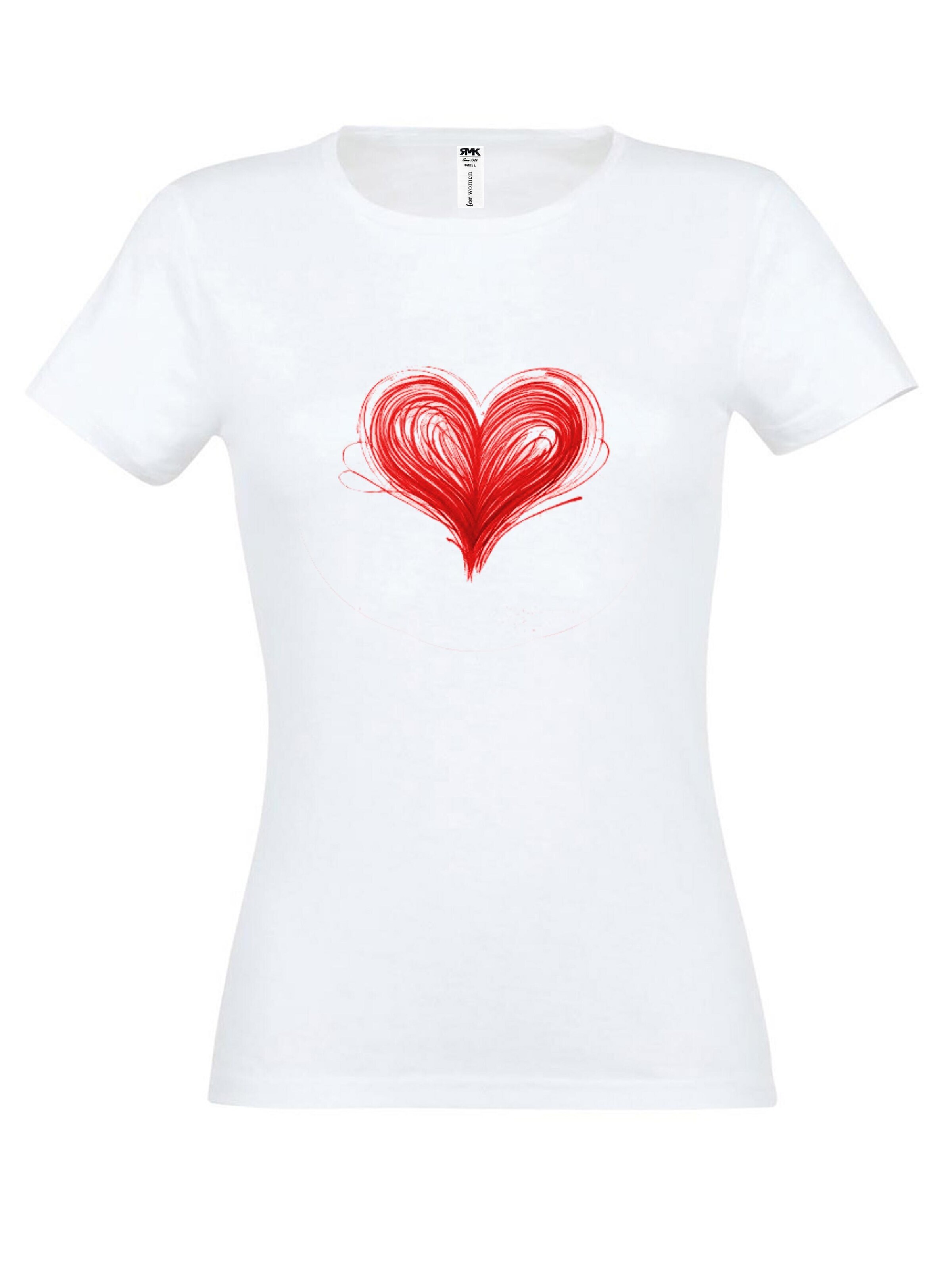 RMK Shirt 'Basic Rundhals Herz' in White: front