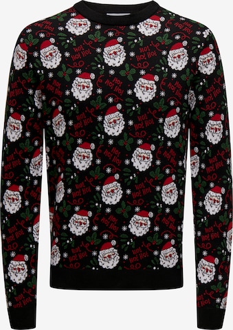 Pullover 'ONSXmas' di Only & Sons in nero: frontale