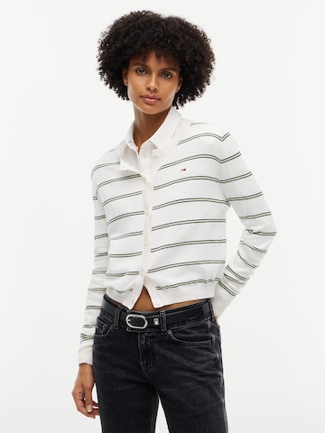 Tommy Jeans Strickjacke 'ESSENTIAL' in Weiß: Vorderseite