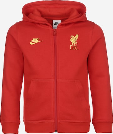 NIKE Athletic Zip-Up Hoodie 'FC Liverpool Sportswear Club' in Red: front