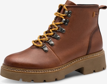 Tamaris Šnurovacie členkové čižmy - Hnedá: predná strana