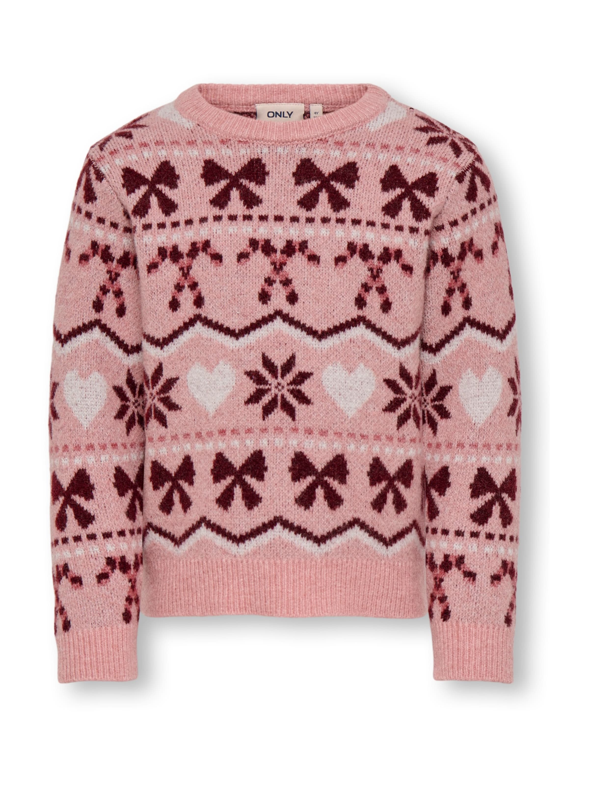 Only Mini Sweater 'KMGSNOWFLAKE XMAS' in Pink: front