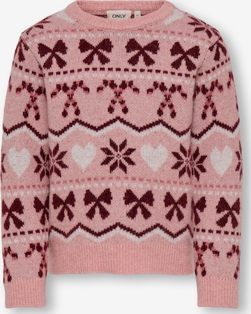 Only Mini Sweater 'KMGSNOWFLAKE XMAS' in Pink: front