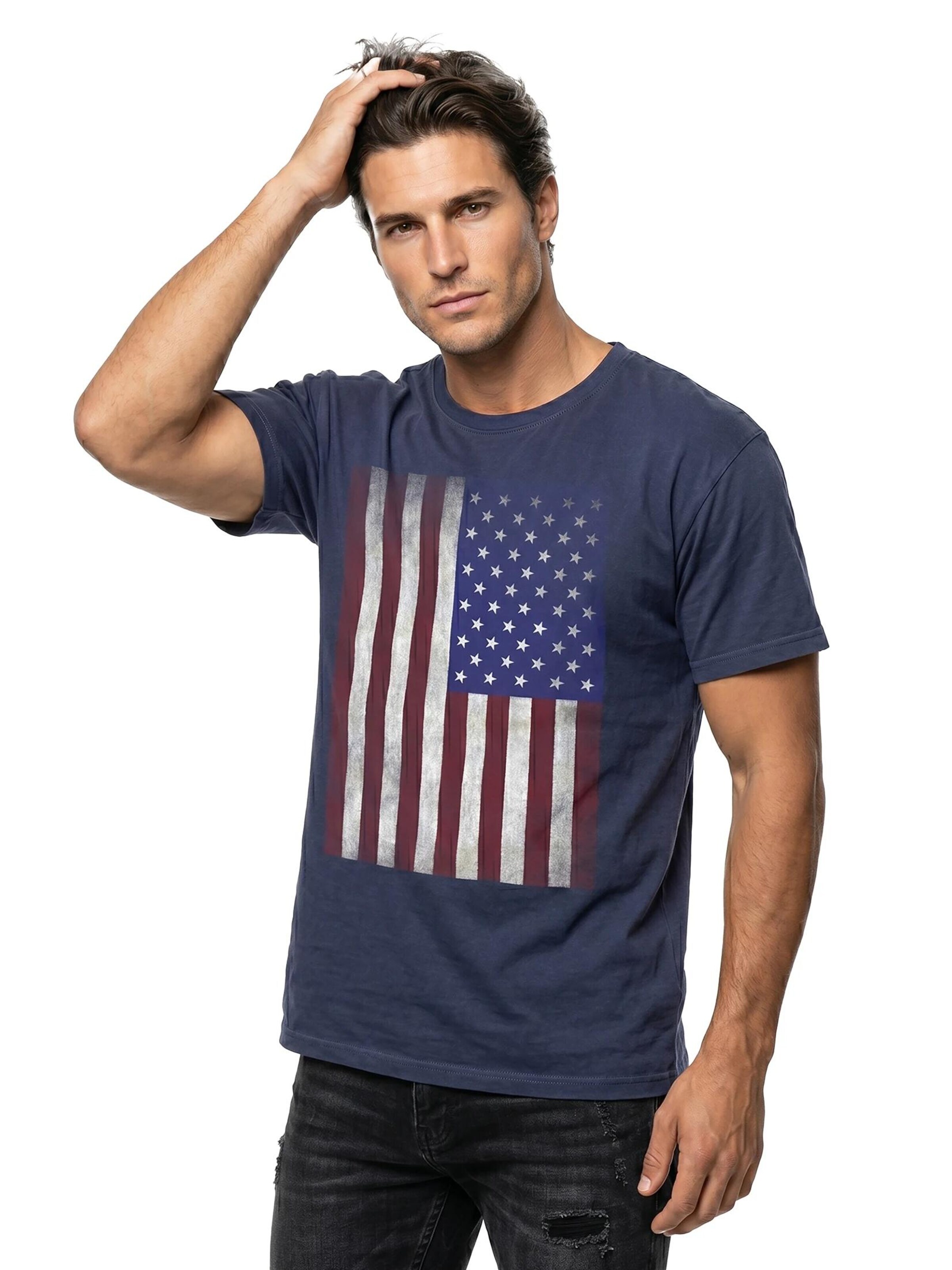 MAKAYA Shirt 'USA Flagge' in Blue