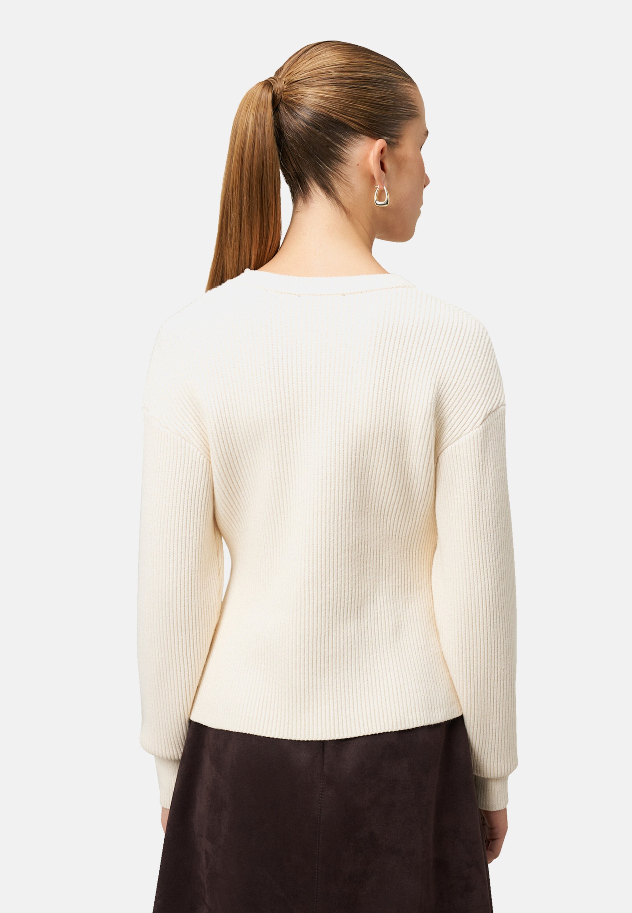 zero Pullover mit Perlen in Beige