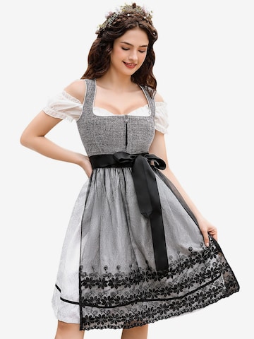 Yesfashion Dirndl in Grau: Vorderseite