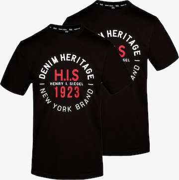 H.I.S - Camisa ' Denim Heritage Big Logo ' em preto: frente