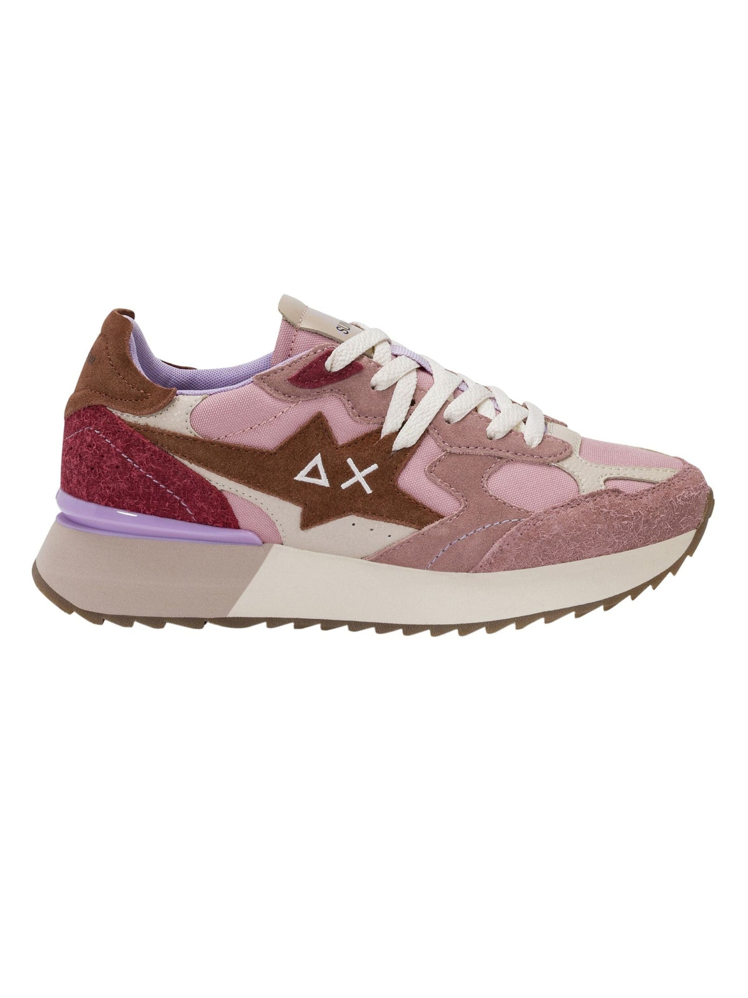 SUN68 Sneakers 'Women's Platform Sneakers in Suede and Fabric' in Purple: front