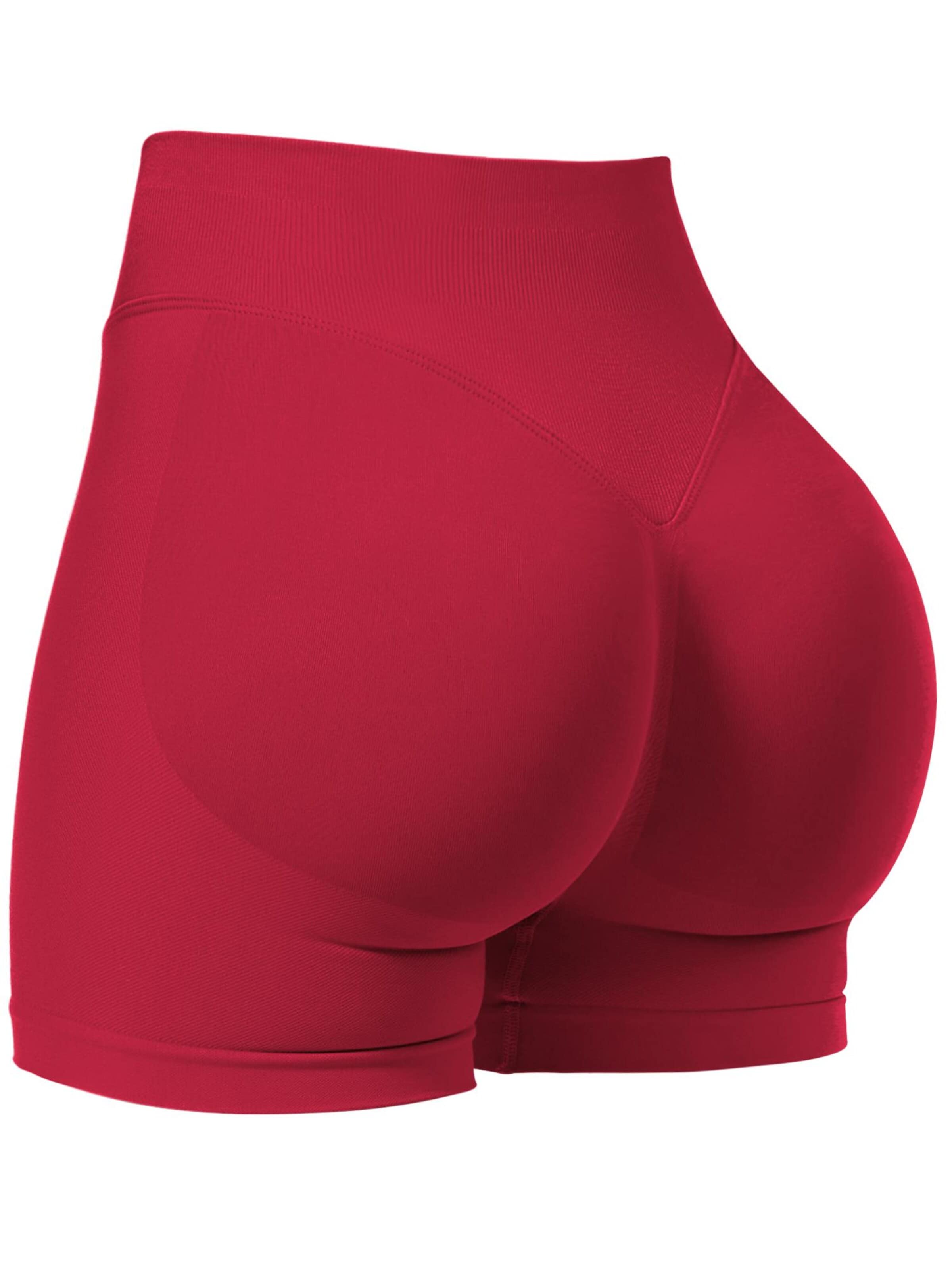 ZAAYO Skinny Workout Pants 'Women's Seamless Scrunch Butt Yoga Biker Shorts' in Red: front