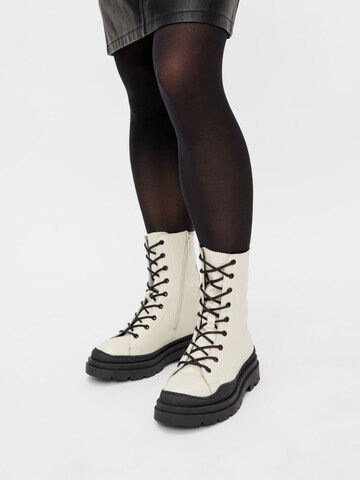 Bianco Lace-Up Ankle Boots 'GLADIS' in White: front