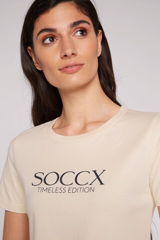 Soccx Basic T-Shirt mit Logo Print in Braun