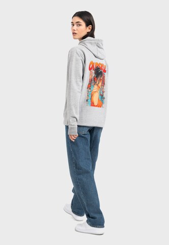Oldskull Hoodie 'Retro Pixel Lady Logo Graphic' in Grau