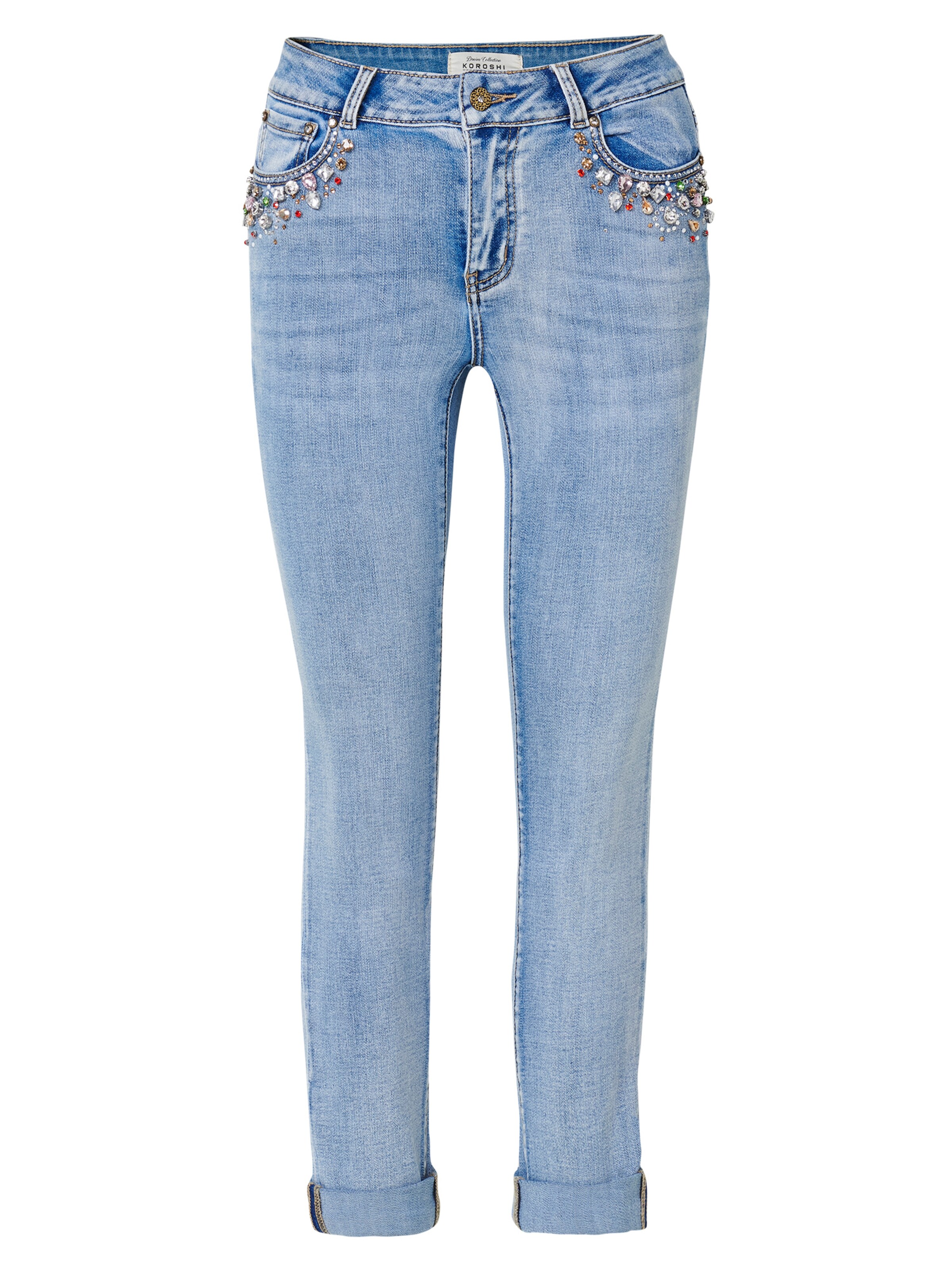 KOROSHI Слим Джинсы в Синий: спереди