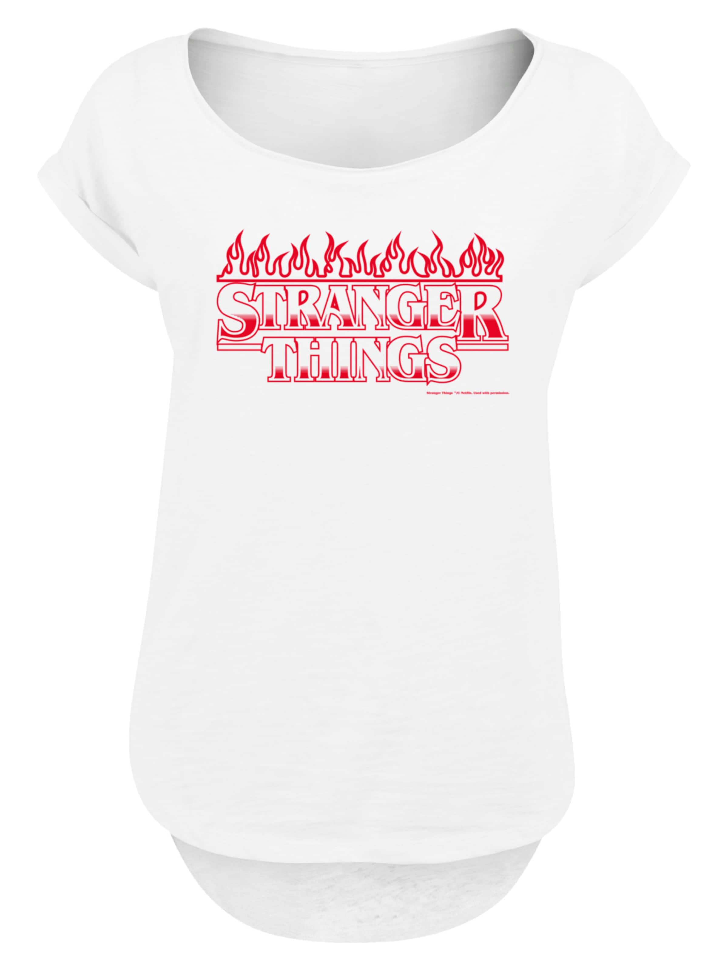 F4NT4STIC Shirt 'Stranger Things Flames Netflix TV Series' in Wit: voorkant