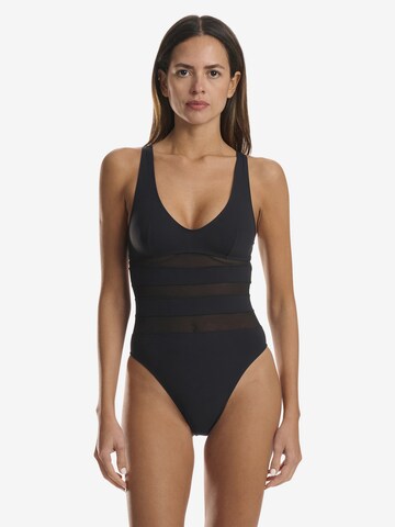 Wolford T-shirt Swimsuit 'Opaque' in Black: front