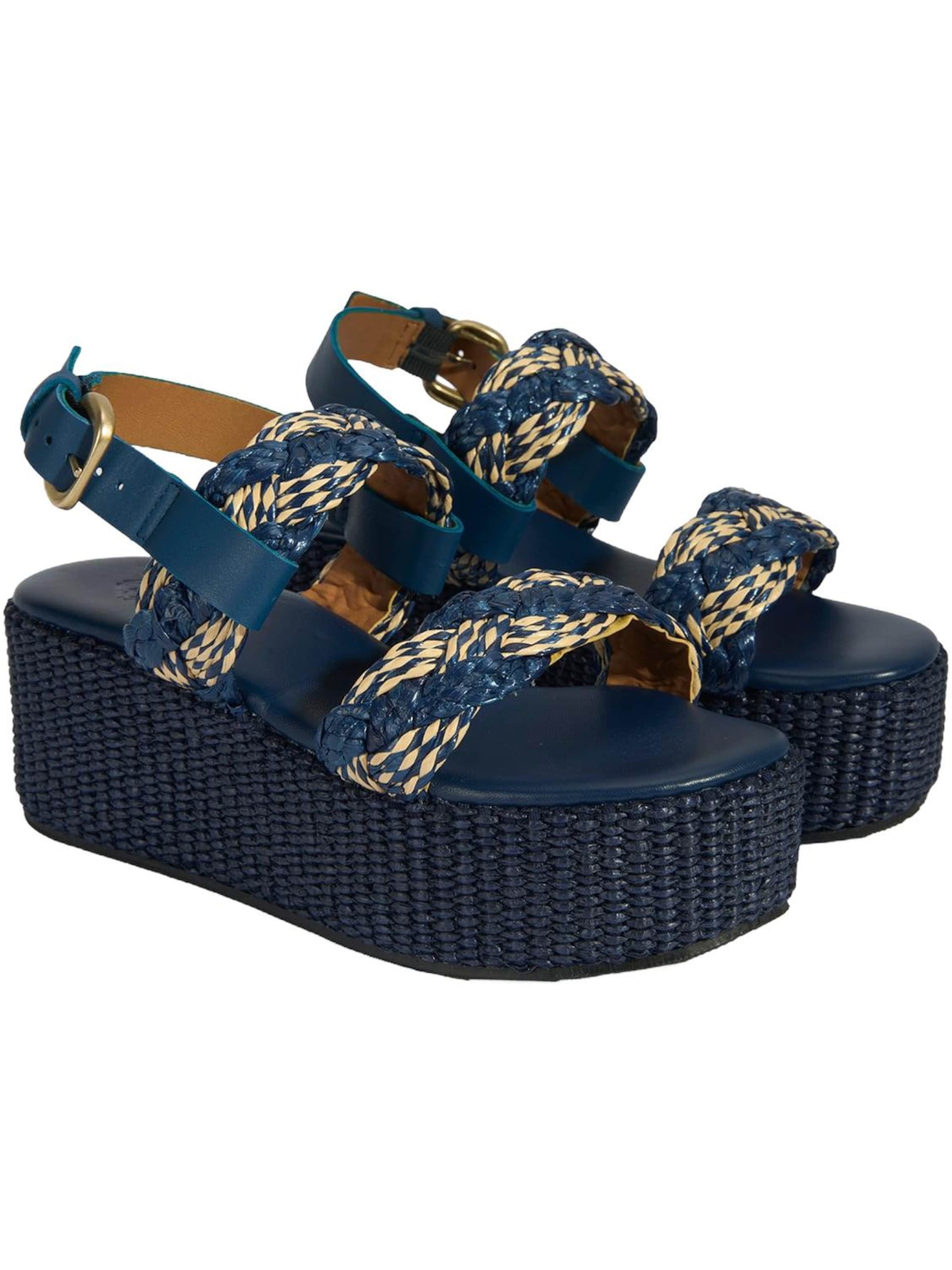 Desa Sandaal 'Keilsandalen' in Blauw: voorkant