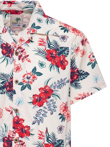 King Kerosin Regular fit Button Up Shirt 'Hibiscus' in White