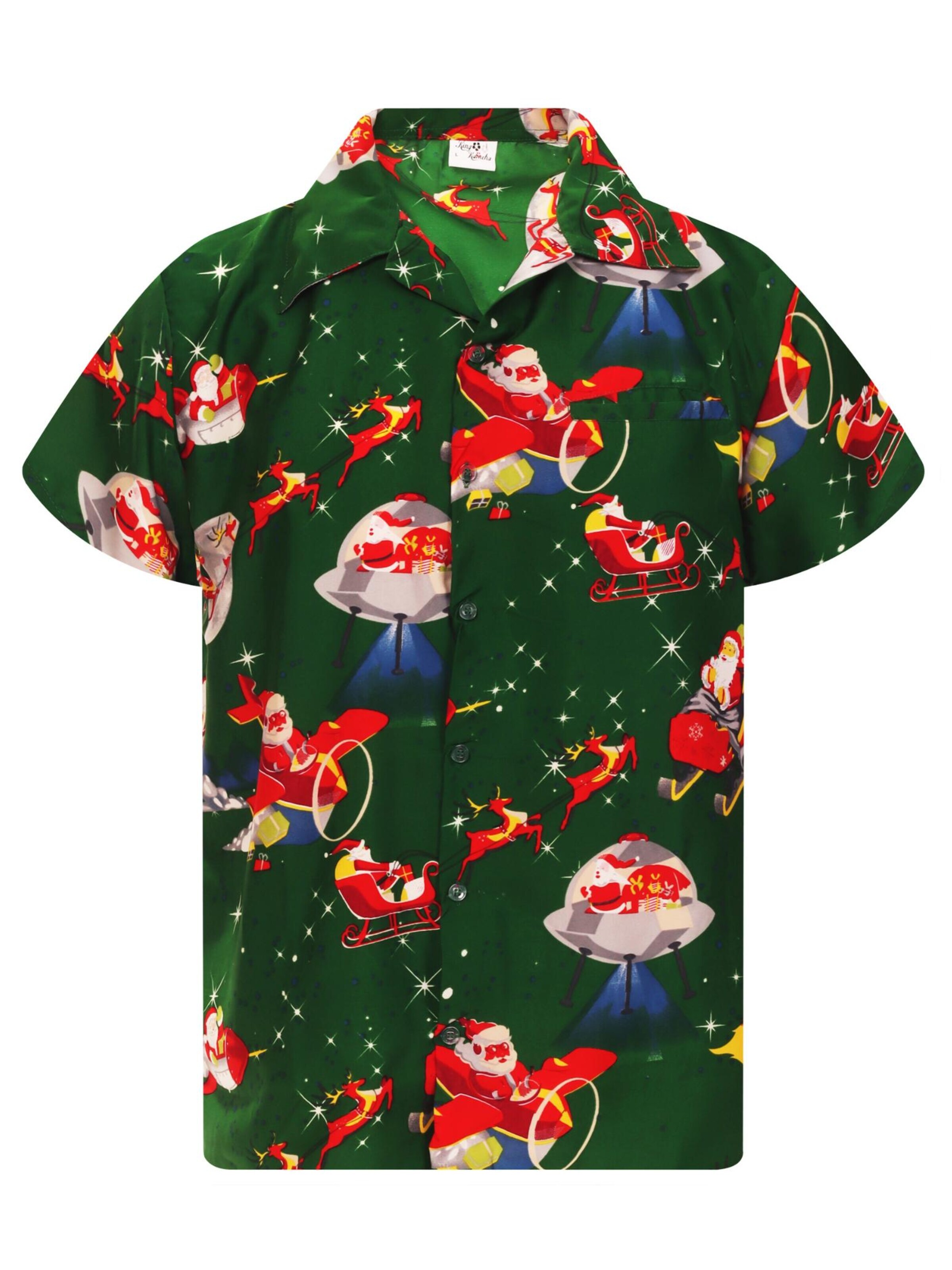 King Kameha Hemd 'Christmas Space Santa'‌ in Grün: Vorderseite