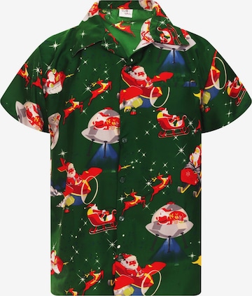 King Kameha Hemd 'Christmas Space Santa' in Grün: Vorderseite
