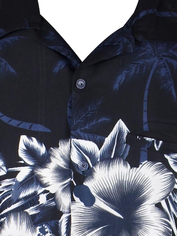 King Kameha Blouse 'Flower Chest' in Zwart