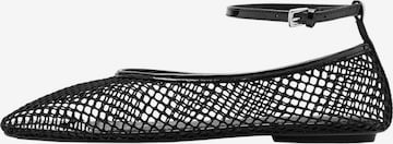 MANGO Ballet Flats with Strap in Black: front