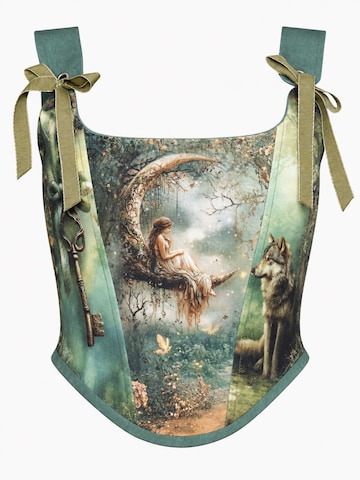 VIADALINNO Corsage 'Girl on the Moon' in Green: front