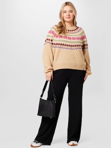 Noisy May Curve Sweater in Beige