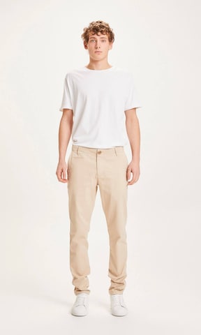 KnowledgeCotton Apparel Slim fit Chino Pants 'Joe' in Beige: front