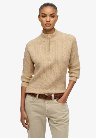 Pull-over Superdry en beige : devant