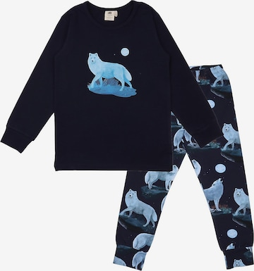 Walkiddy Pajamas 'SINGING WOLFS' in Blue: front