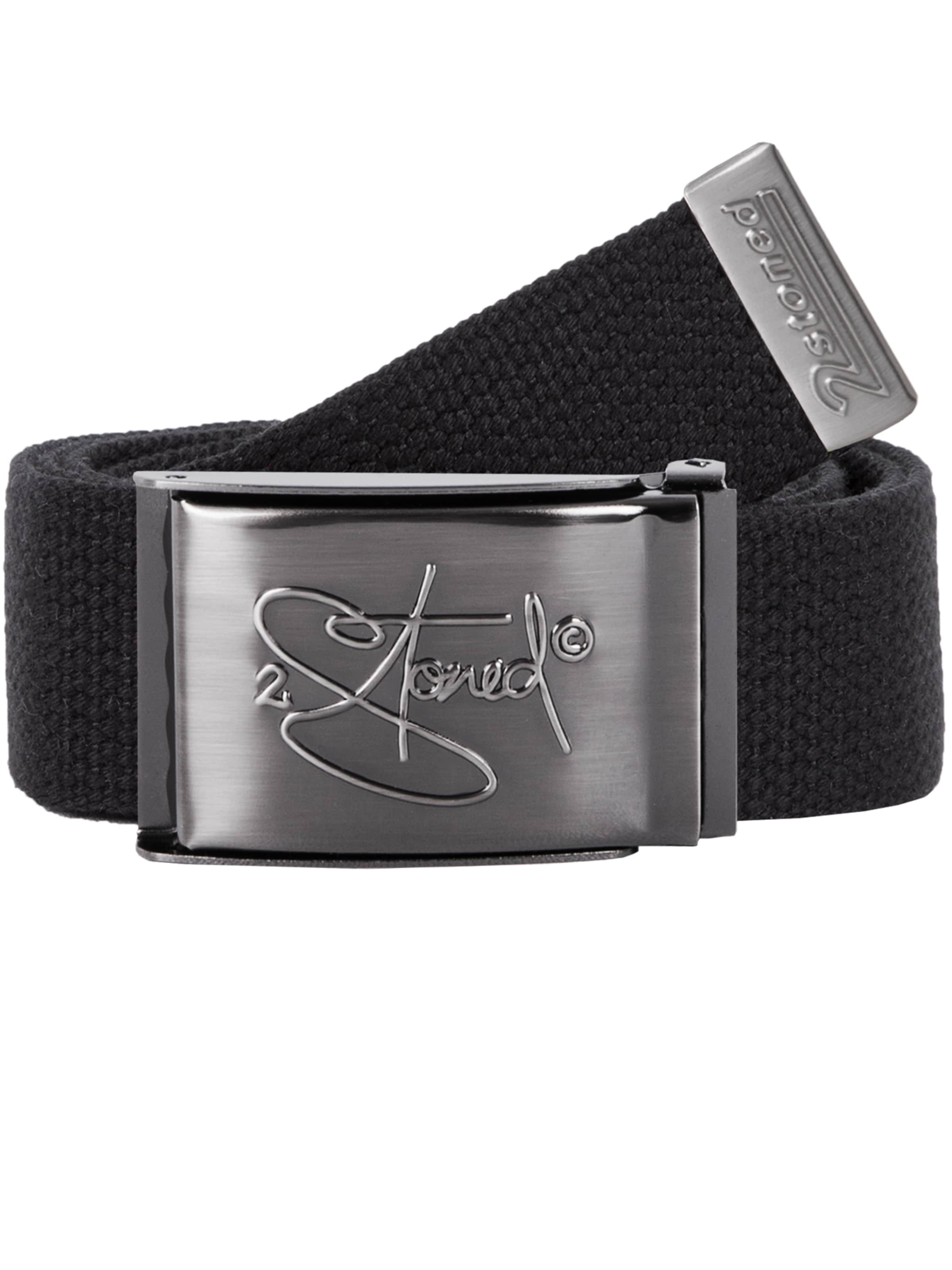2Stoned Gürtel 'Classic Matt Embossed'‌‌‌ in Schwarz: Vorderseite