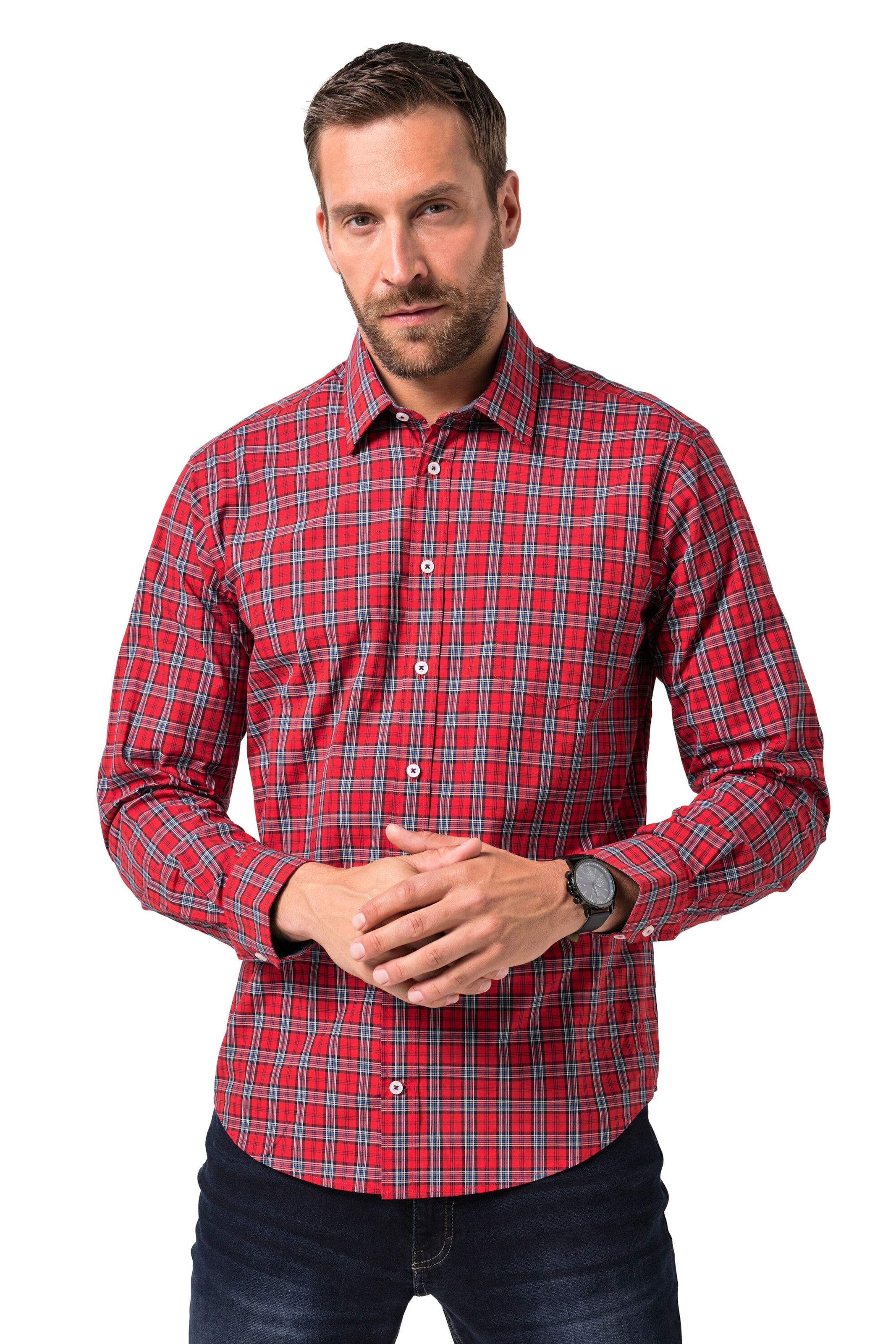 JP1880 Regular fit Button Up Shirt in Red: front