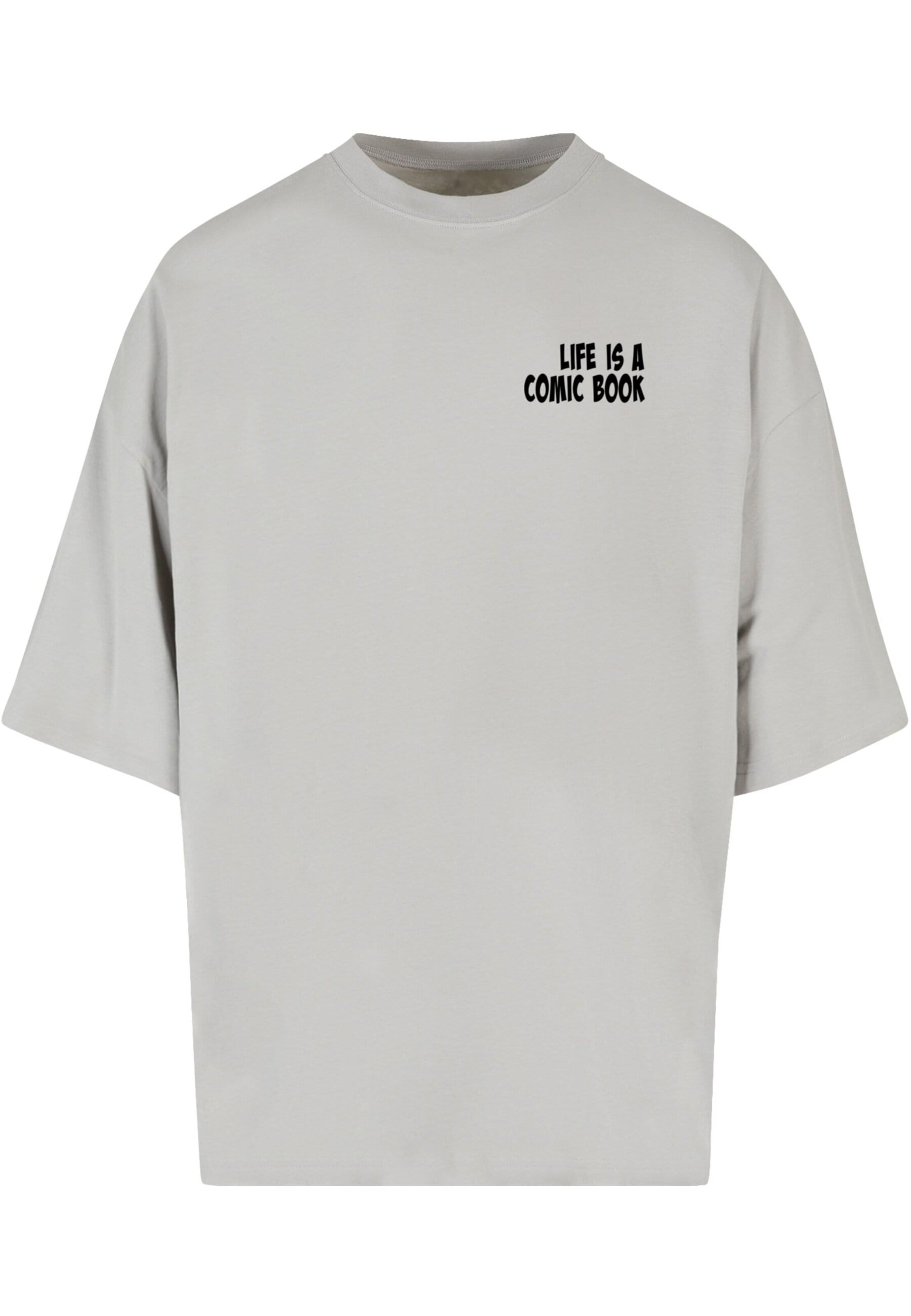 Merchcode T-Shirt 'Book Comic' in Grau: Vorderseite