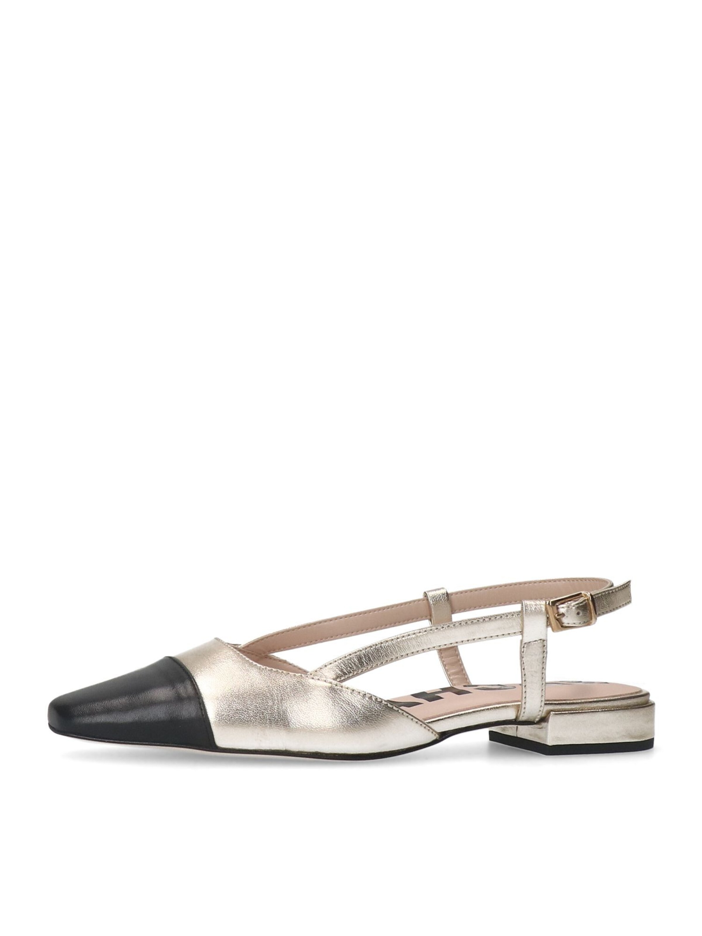 SACHA Ballet Flats with Strap in Gold: front