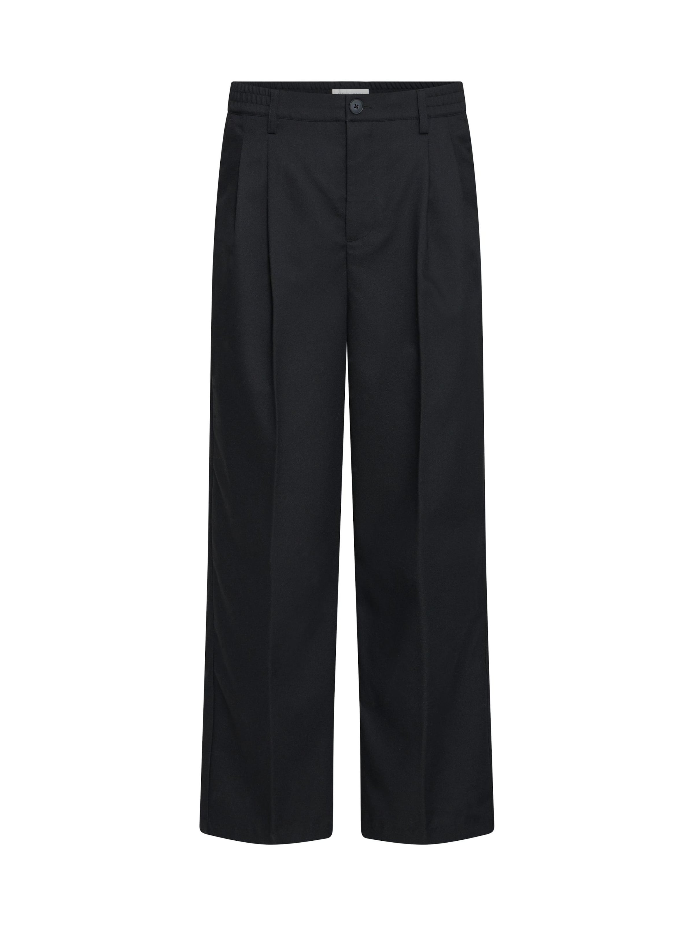 Casual Friday Loosefit Bandplooibroek 'Grant' in Zwart: voorkant