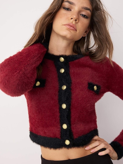 Trendyol Strickjacke in burgunder / schwarz, Produktansicht