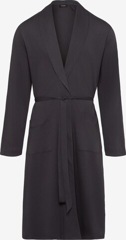 Hanro Long Bathrobe ' Night & Day ' in Black: front