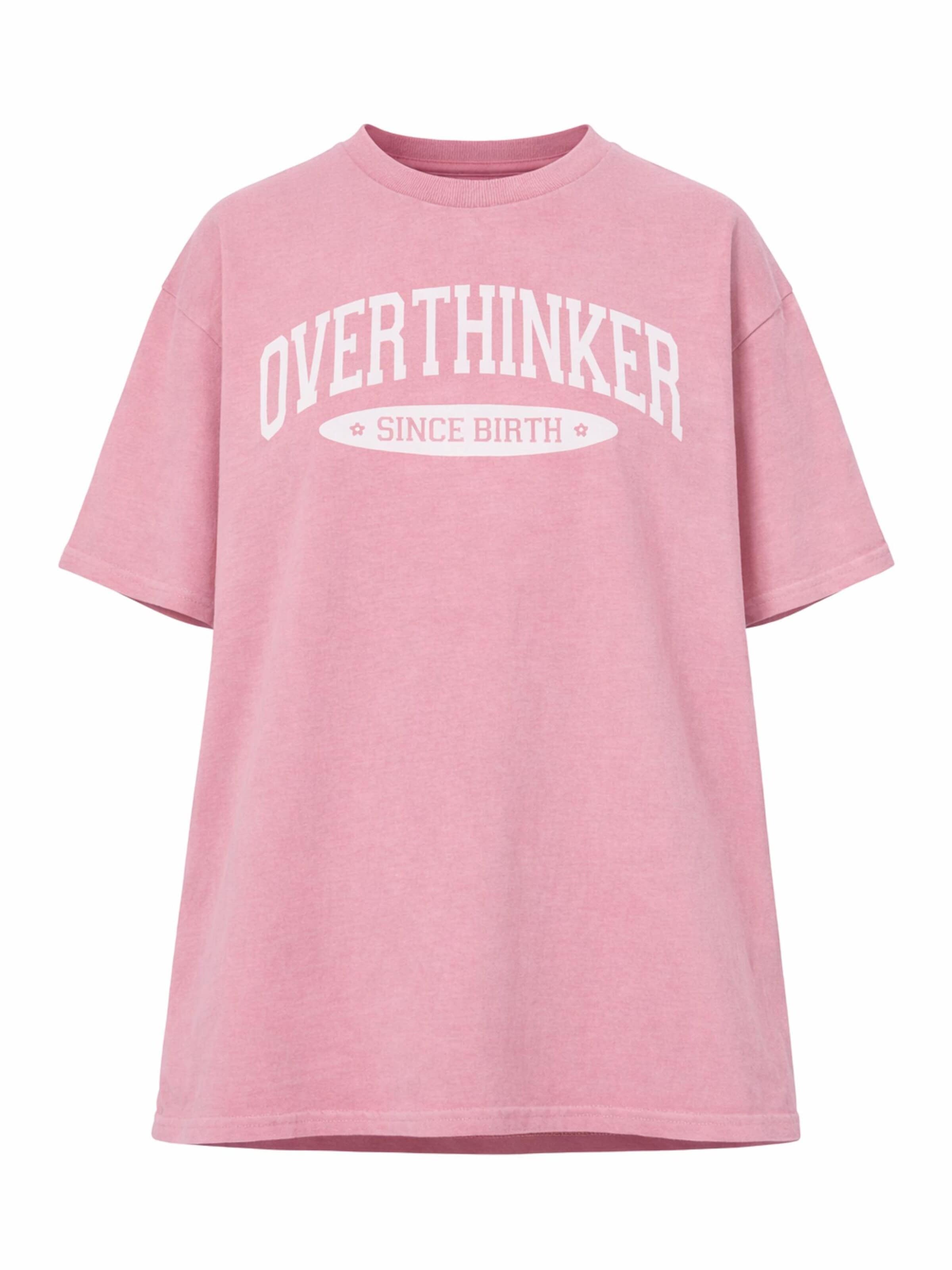 Worldclassca Oversized Shirt 'Overthinker' in Pink: front