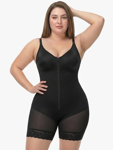 Shapetape Shapingbody 'Corrigerende Bodysuit met Rits en Pijpjes' in Zwart: voorkant