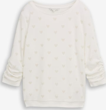 Sweat-shirt TOM TAILOR DENIM en blanc : devant