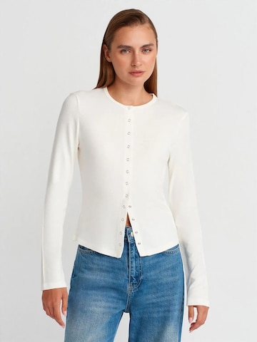 Dilvin Knit Cardigan in White: front