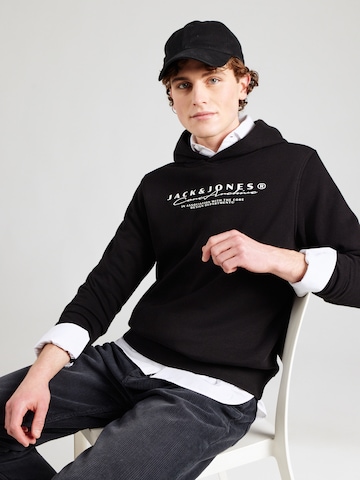 JACK & JONESSweater majica 'JCOPOINT' - crna boja: prednji dio