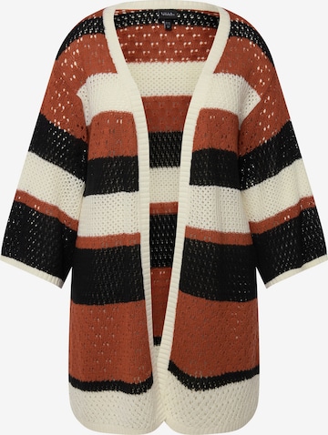 Ulla Popken Knit Cardigan in Brown: front