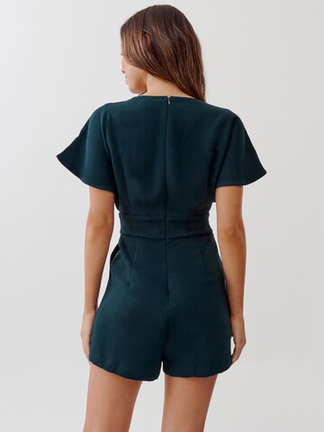 Tussah Jumpsuit 'VIVIANNE' i grön: baksida