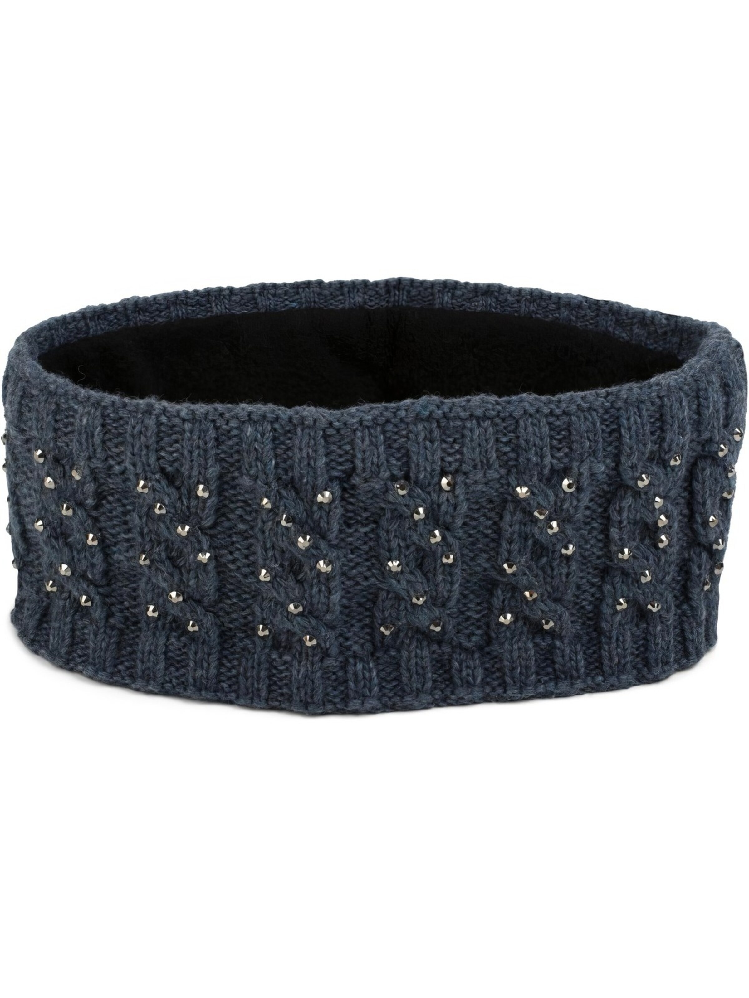 styleBREAKER Headband 'Strick Stirnband mit Strass & Zopfmuster' in Blue: front